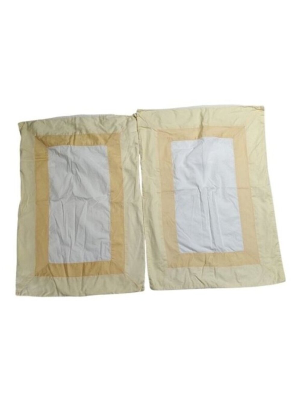 Restoration Hardware Yellow White 100% Cotton Standard Pillowcases Shams 2pcs